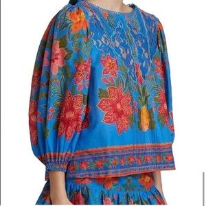 Farm Rio Floral Blue Women's Top